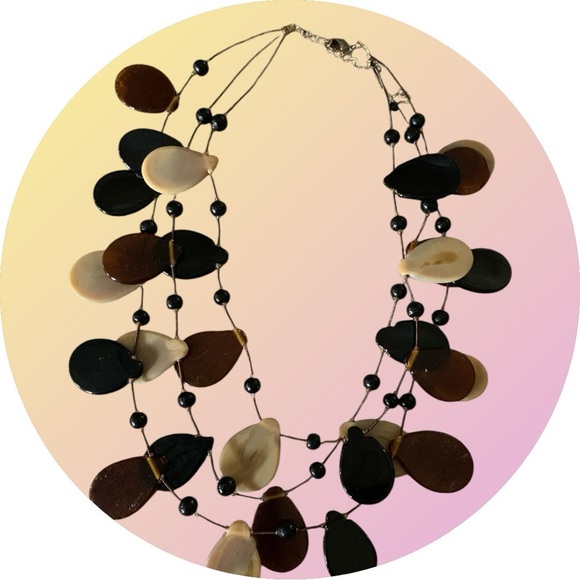 Bohemian Black and Cream Necklace - Picture 6 of 6